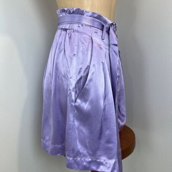 Brand New Sabina Musayev Women's Small Lilac Purple James Shorts Belted Satin - Picture 3 of 16